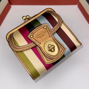 NWT COACH LEGACY STRIPE FRAMED FRENCH WALLET